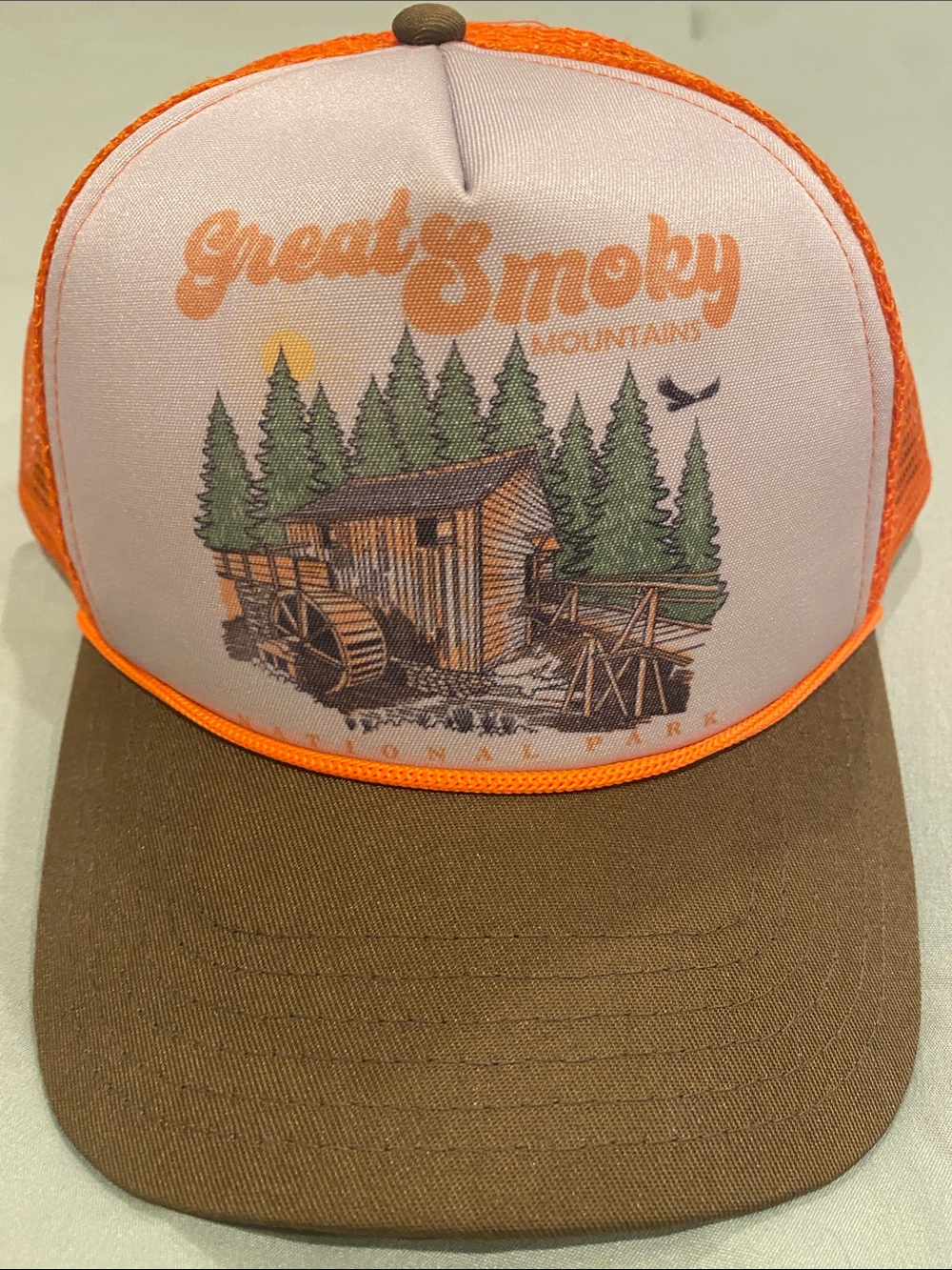 Great Smoky Mountains Trucker Cap - Orange & Brown